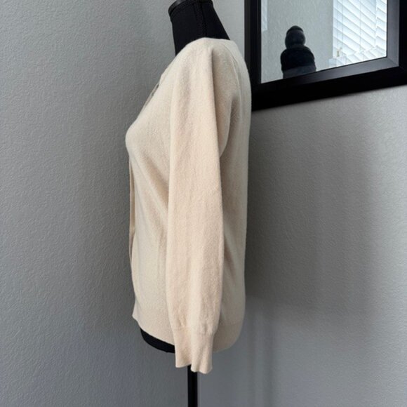 VINTAGE Glenmac Beige Cream 100% Cashmere Cardigan Sweater Small - Picture 5 of 14